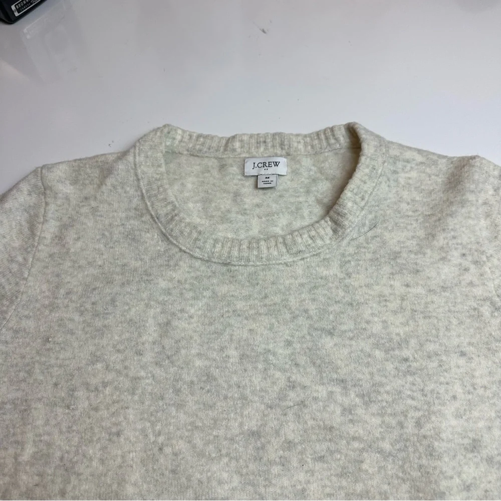J.Crew Cream Marled Crewneck Sweater Women’s M Cotton Blend Classic Knit
